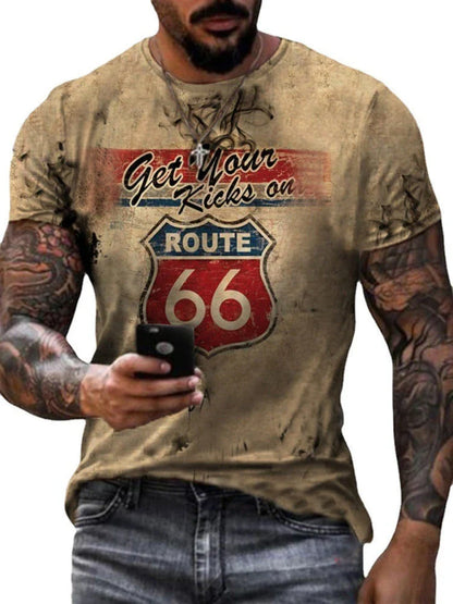 Stylish round neck t-shirt with bold digital print design, made from soft, breathable fabric for all-day comfort