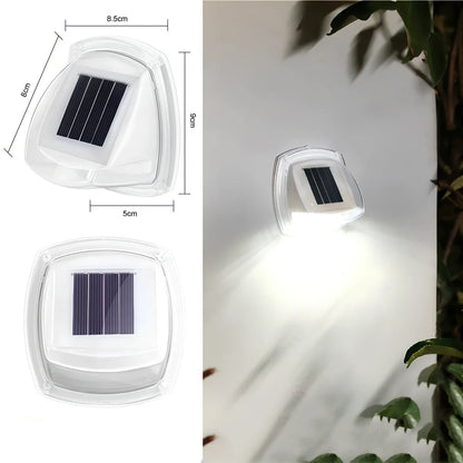 Solar garden wall lamp with waterproof housing mounted on brick wall