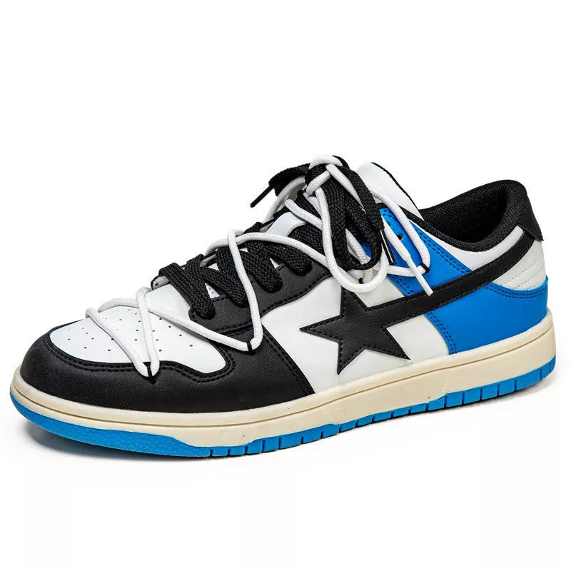 Men's Colorblock Sneakers in white blue, white green, and white red with rubber sole