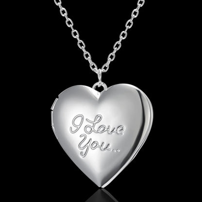 Personalized heart-shaped photo frame pendant necklace in various colors