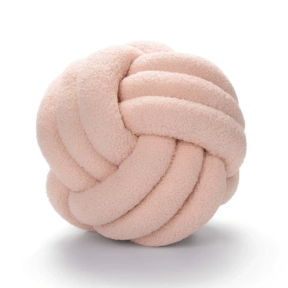 Spherical lamb wool cushion with hand-knotted surface in Nordic design, 27-30cm diameter