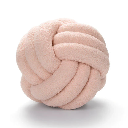 Spherical lamb wool cushion with hand-knotted surface in Nordic design, 27-30cm diameter