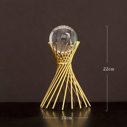 Elegant crystal ball home decor ornaments with premium metal craftsmanship and luxurious golden electroplating