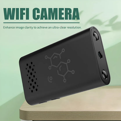 Black indoor WiFi security camera with 1080p HD video for home monitoring and baby monitoring