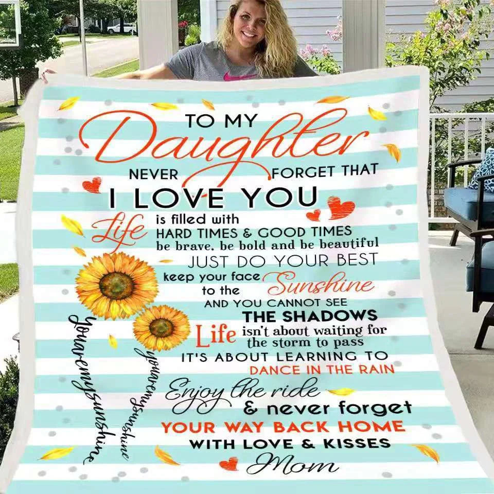 Digital printed letter to daughter blanket with lamb velvet flannel, personalized gift