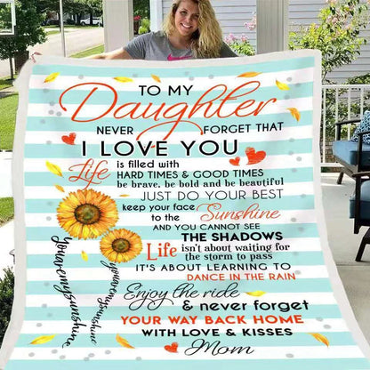 Digital printed letter to daughter blanket with lamb velvet flannel, personalized gift