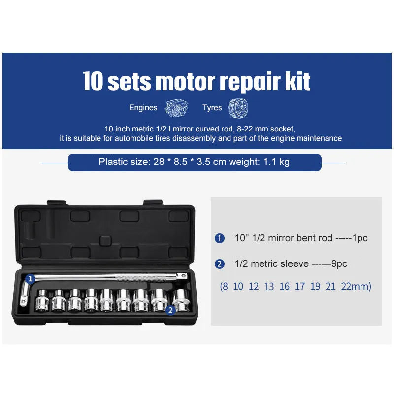 46-piece socket ratchet wrench set with Cr-V steel construction and 72-tooth ratchet mechanism for DIY repairs