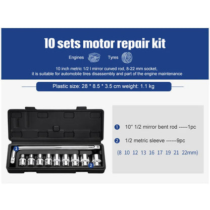 46-piece socket ratchet wrench set with Cr-V steel construction and 72-tooth ratchet mechanism for DIY repairs