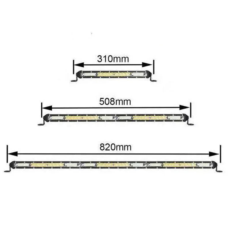 Ultra-thin white aluminium LED strip light bar for motocross vehicle roof.