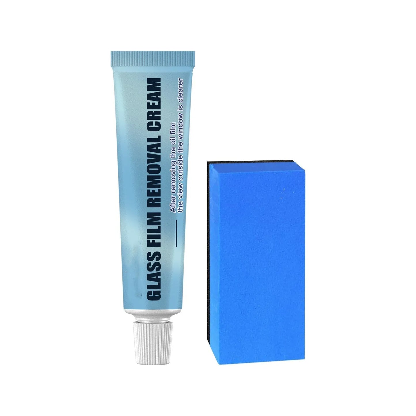 Blue car glass oil film remover bar and sponge brush for decontamination and hydrophobic treatment