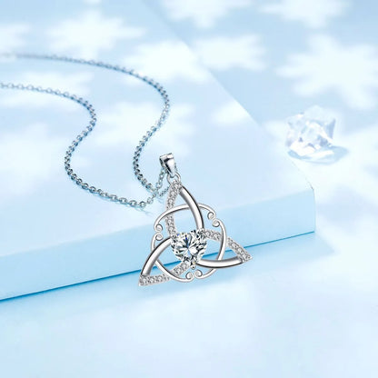 Celtic knot necklace for women in copper with electroplated colour geometric pendant