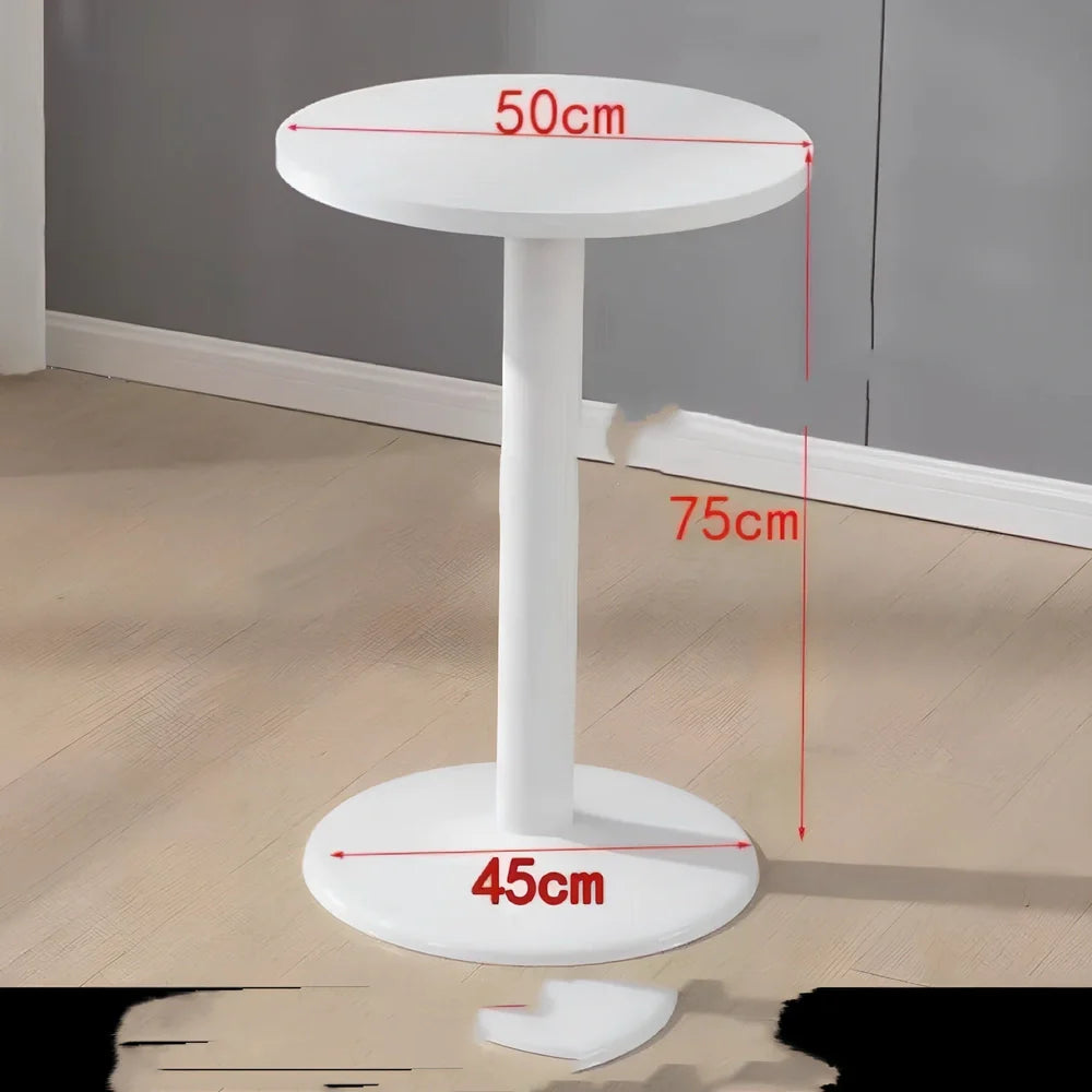 Scandinavian style coffee table with folding chairs in white finish, 60cm diameter