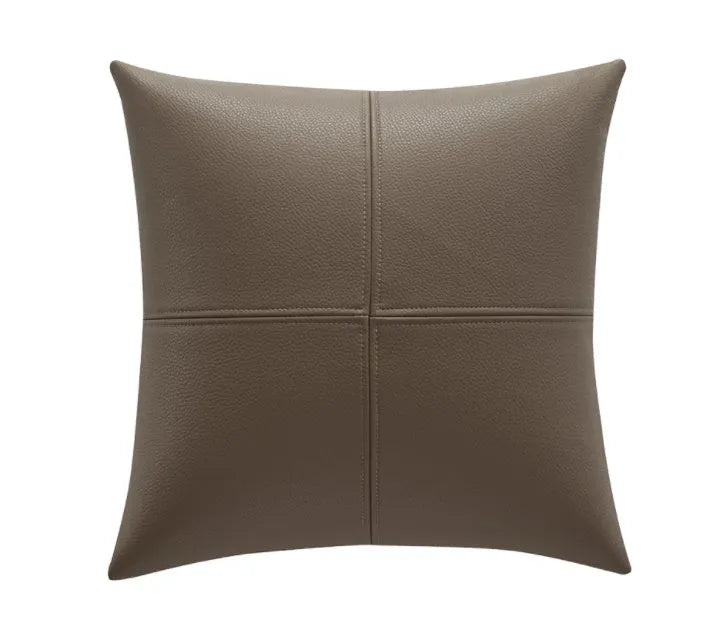 Simple solid colour soft cowhide leather pillow cover in Nordic style with PP cotton filler