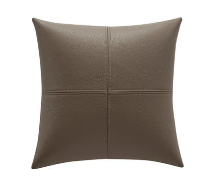 Simple solid colour soft cowhide leather pillow cover in Nordic style with PP cotton filler