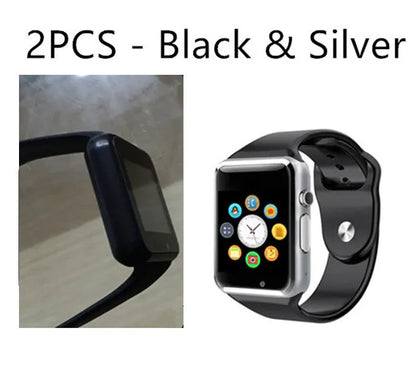 A1 Smart Watch with 1.54-inch screen on wrist showing black colour option with GSM SIM phone functionality