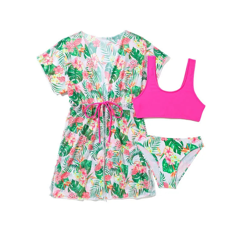 Girls' two-piece swimsuit with Korean floral patterns in picture colours, sizes 130cm to 160cm