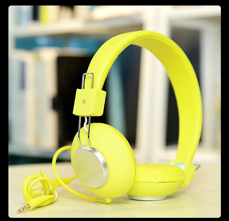 Wired head-mounted sports earphones in multiple colours with a 3.5mm plug and microphone.