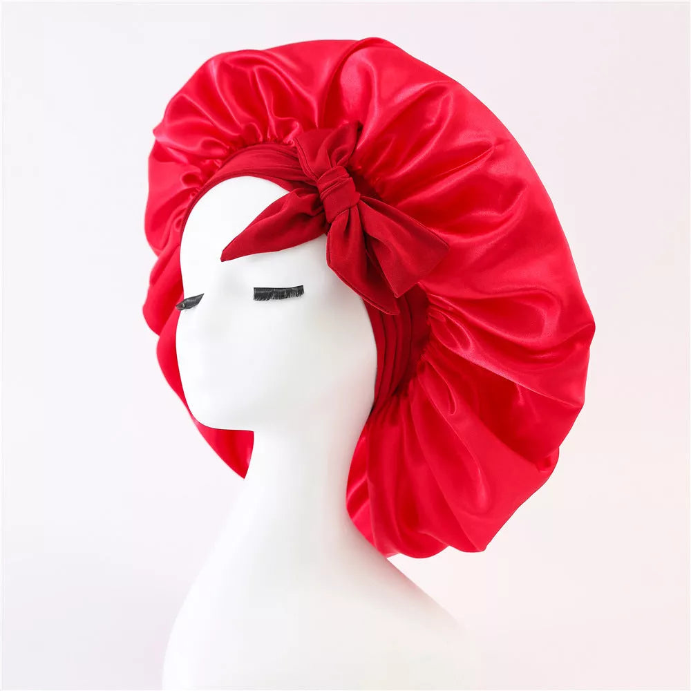 Double-layer silk bonnet for sleeping in various colors
