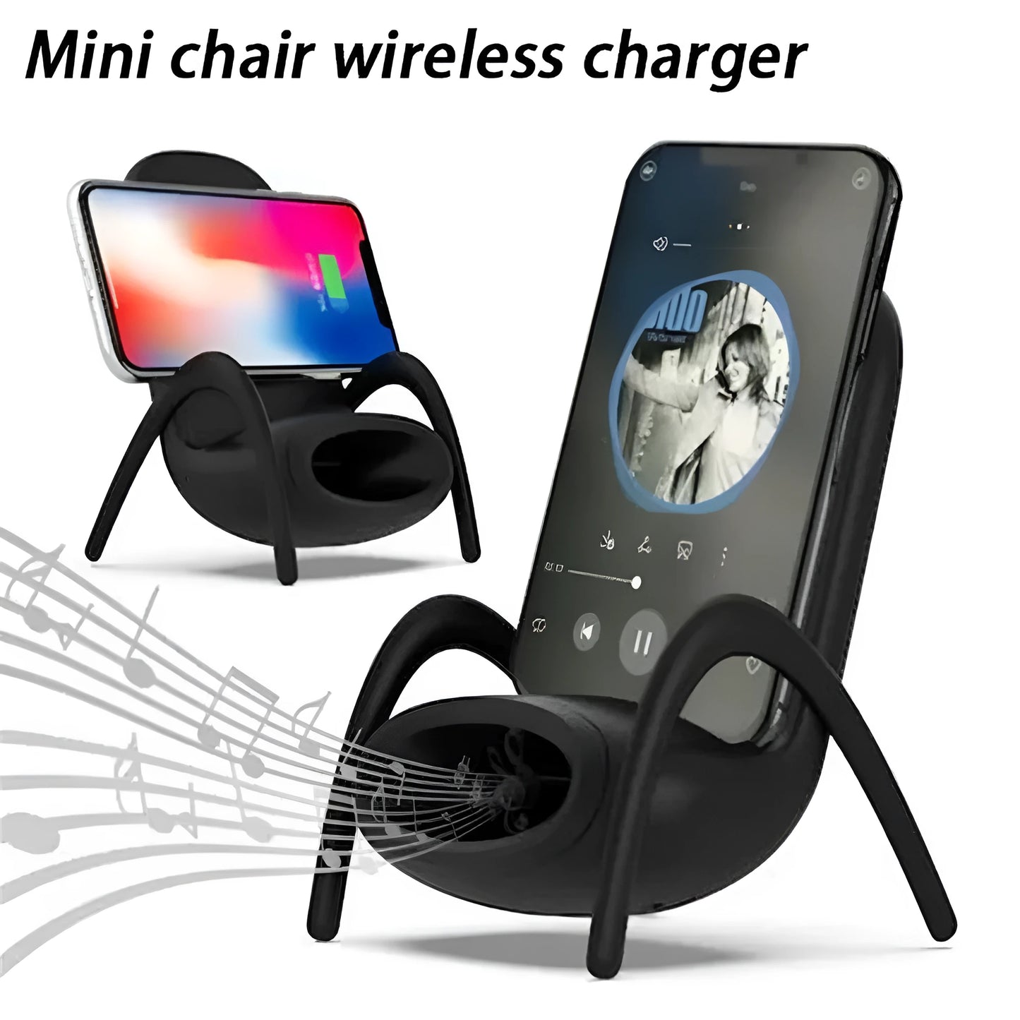 White portable mini desk wireless phone charger and holder with 10W fast charging