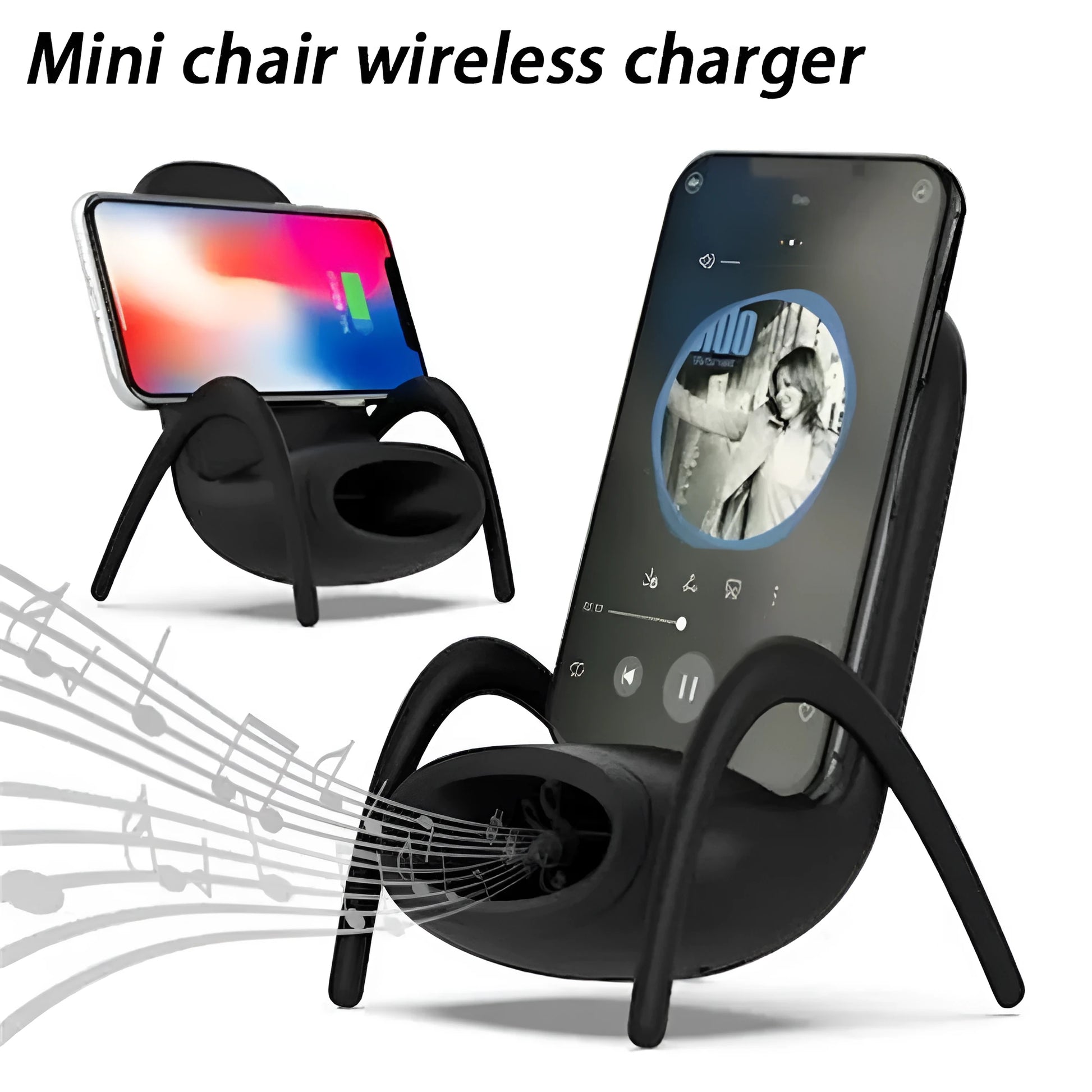White portable mini desk wireless phone charger and holder with 10W fast charging