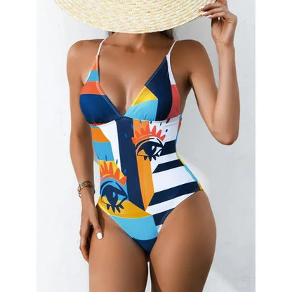 Women's plus size solid colour one-piece swimsuit in polyester spandex with backless design