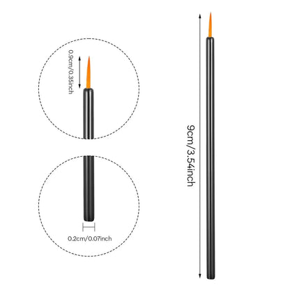 100 black disposable eyeliner brushes with ultra-fine points and plastic sleeves