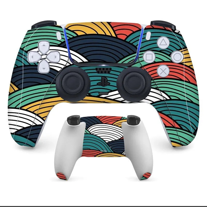 Non-adhesive micro-frosted PVC protection stickers for Sony PS5 DualSense controller in various colours.