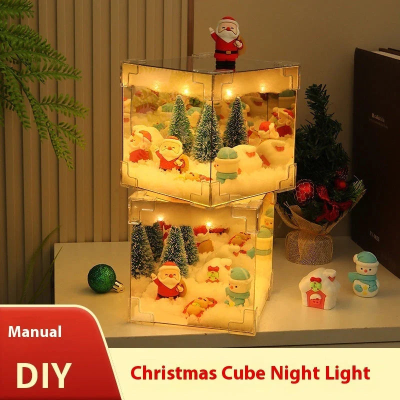 Cozy Christmas decoration set featuring a LED snowman lamp and decorative mirror for festive home decor