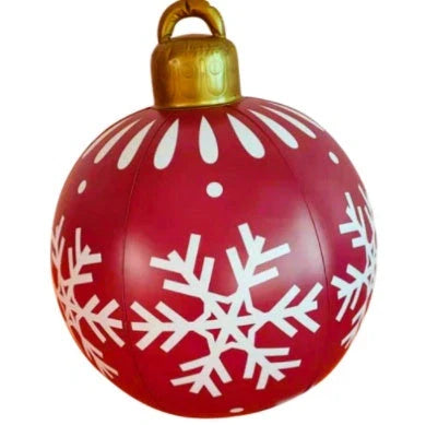 Vibrant, inflatable 60cm Christmas ball decorations in various patterns and colors for indoor and outdoor holiday display
