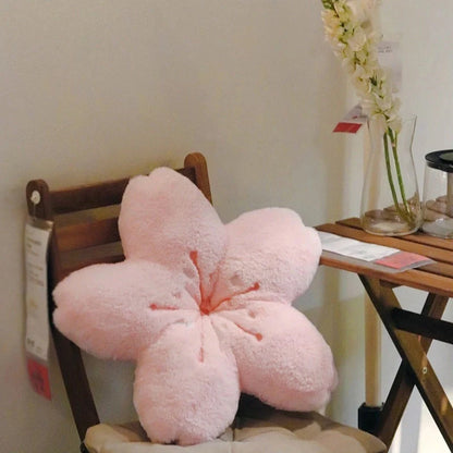 Cherry blossom plush cushion in blue, pink, or yellow for home decor