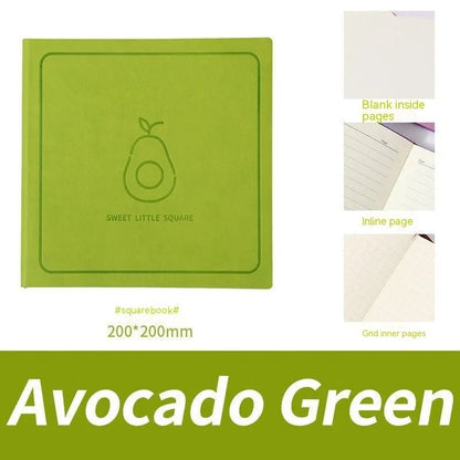 Square faux leather mesh cover notebook open on a blank Daolin paper page.
