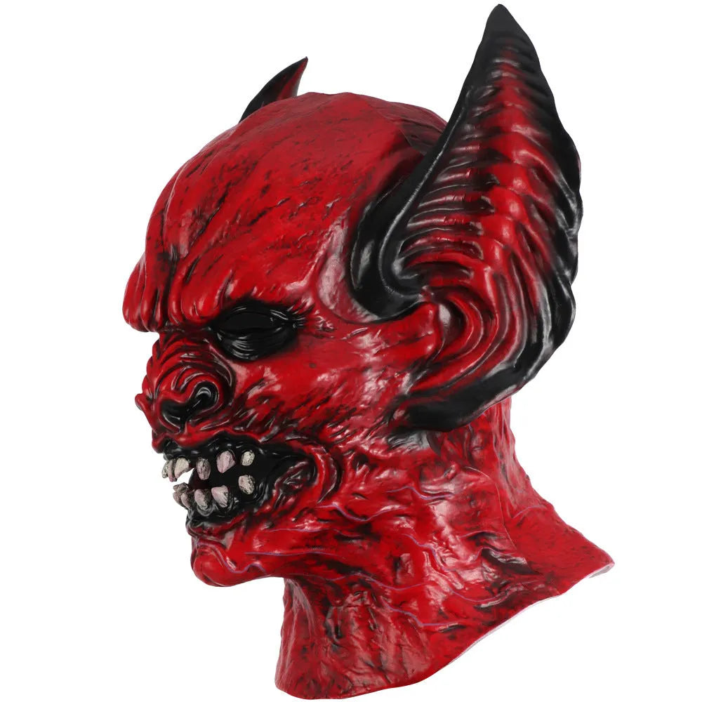 Red bat head cover mask made from RP foam for Halloween and Christmas costume dress-up