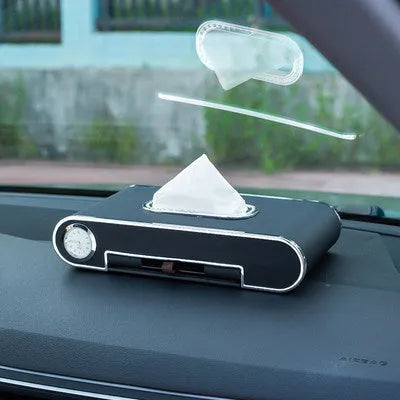 Car mobile phone holder tissue box in super-transition leather, 24.5x12.5x5cm, with pumping paper box