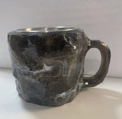400ml resin mineral crystal coffee mug with handle in assorted colours including purple, blue, and pink.