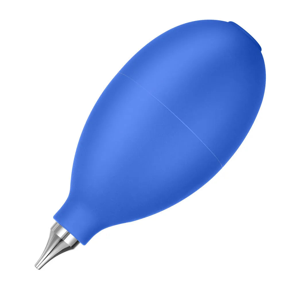 Blue rubber air blowing cleaning tool for dust removal from cameras and mobile phones, 9.5cm length