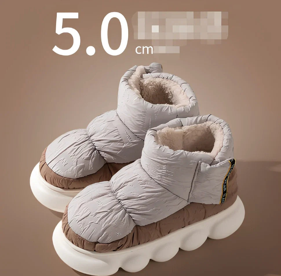 Cotton slippers with flannel uppers, artificial wool lining, and 3.5cm flat EVA soles
