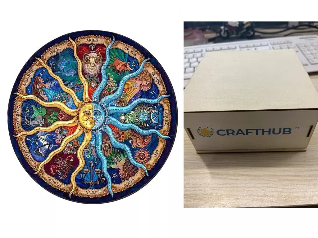 Animal Puzzle Craft Hub A3 Size Wooden Box for puzzle storage and organization