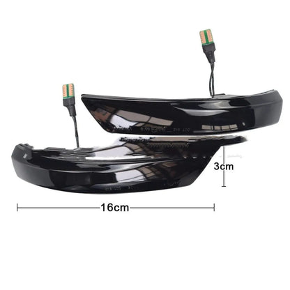 A pair of ABS rearview mirror waterfall lights for Ford Focus and Mondeo, showing blue and yellow two-tone LED option.