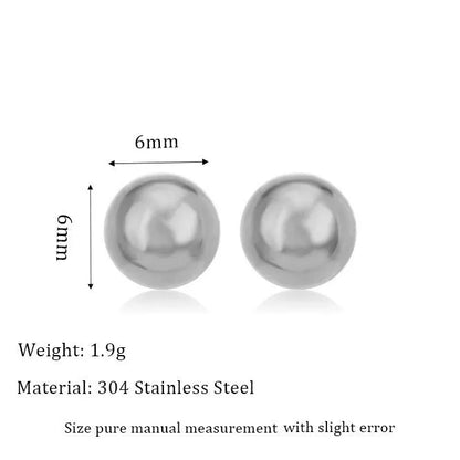 Stainless steel ball stud earrings with round geometric design in gold or silver finish