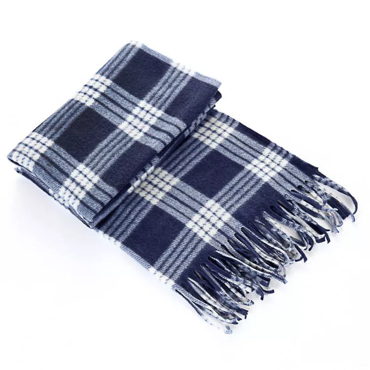 Handmade black and white plaid thermal scarf for men and women