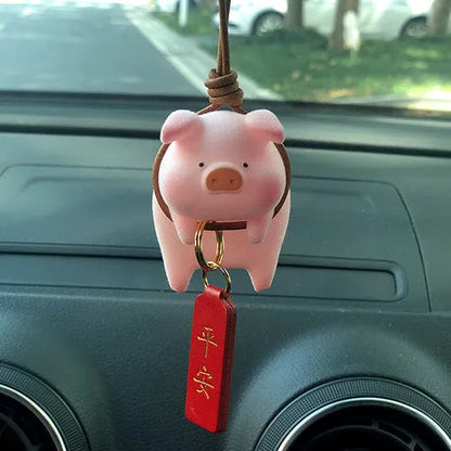 Resin cartoon pig car decoration in various styles, approx 8-10cm, for dashboard personalisation