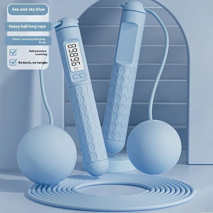 Fitness skipping rope with ball bearing mechanism and ABS plastic handles in adjustable 1.5m length