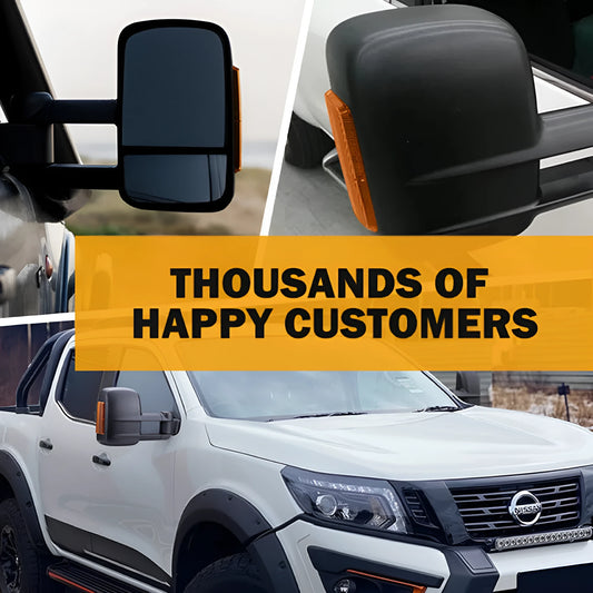 Black electric exterior rear vision mirror for Nissan NP300 D23.