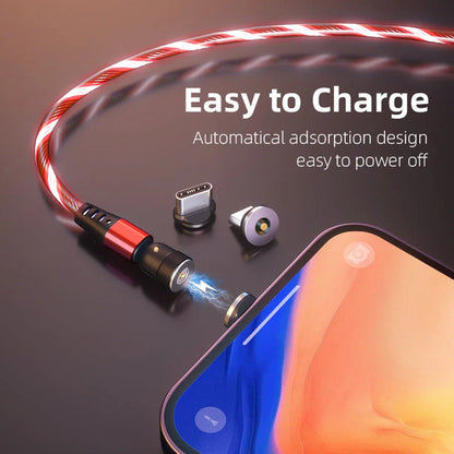 540 Rotate Luminous Magnetic Cable with LED flowing light design for fast charging