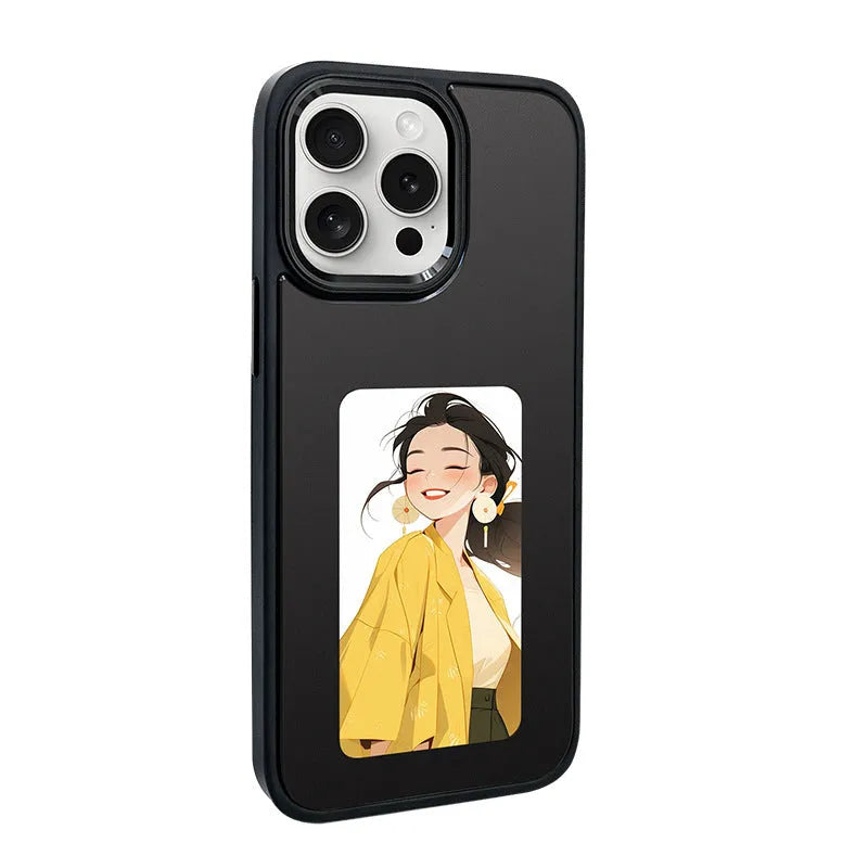 NFC projection screen bracket phone case for iPhone in graphite black, pink, or green.