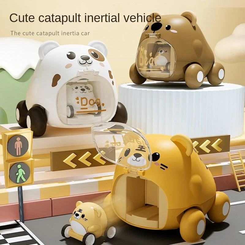 Interactive cartoon toy car for children, available in Little Tiger, Little Bear, and Puppy styles