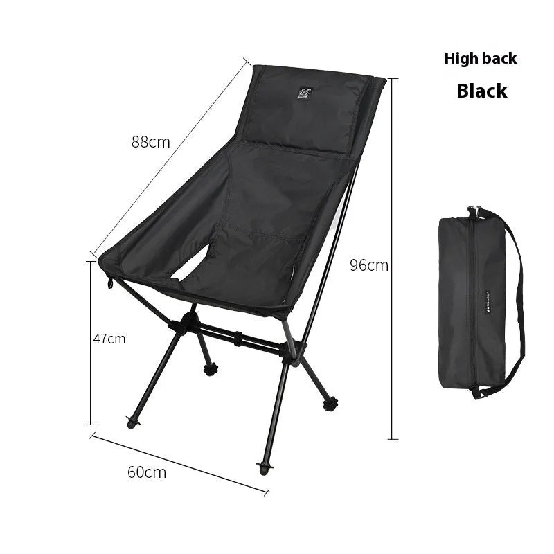 Aluminium alloy folding moon chair in outdoor setting with Oxford cloth seating and foldable frame