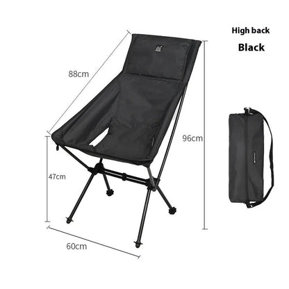 Aluminium alloy folding moon chair in outdoor setting with Oxford cloth seating and foldable frame
