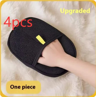 Black pet hair removal gloves with silicone bristles for grooming dogs cats rabbits