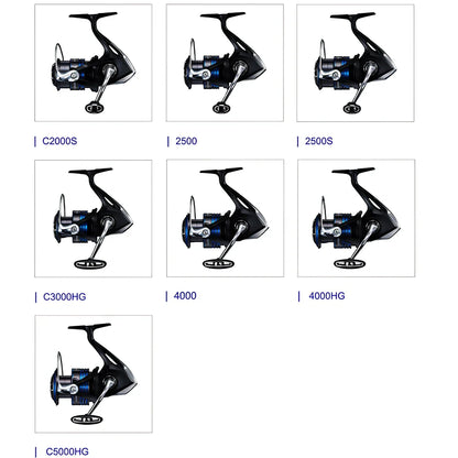 Spinning fishing wheel with 21NEXAVE technology showing aluminium alloy frame and adjustable drag system
